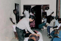 Me adjusting patients at church in jamaica.