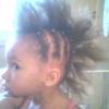 my daughter Nah's hair braided up into a hawk, 