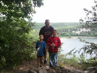 My boys and I hiking at Devil's Lake